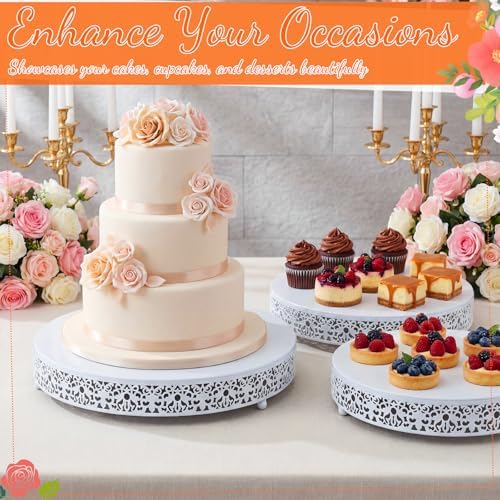 3 Pcs 16'' 14'' 12'' Metal White Cake Stand, Elegant Style in White, alternate view 6