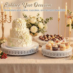 3 Pcs 16'' 14'' 12'' Metal White Cake Stand, Retro Style in White, alternate view 2