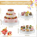 3 Pcs 16'' 14'' 12'' Metal White Cake Stand, Retro Style in White, alternate view 3