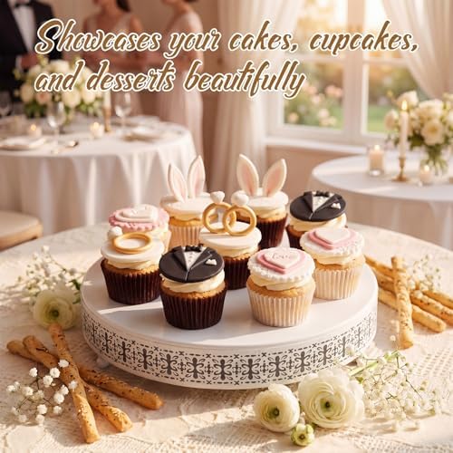 3 Pcs 16'' 14'' 12'' Metal White Cake Stand, Retro Style in White, alternate view 6