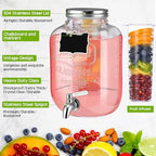 3 Pcs 2 Gallon Glass Drink Dispenser with Stand and Lid, Silver in Silver, alternate view 5