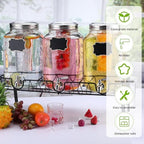 3 Pcs 2 Gallon Glass Drink Dispenser with Stand and Lid, Silver in Silver, alternate view 6