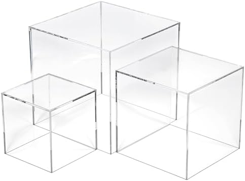 3 Pcs 3" 4" 5" Acrylic Boxes for Display, Display Stand Shelf