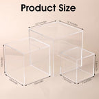 3 Pcs 3" 4" 5" Acrylic Boxes for Display, Display Stand Shelf, alternate view 2
