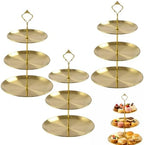 3 Pcs 3 Tier Stainless Steel Cupcake Stand, Gold Tiered Dessert Stand for Wedding, Birthday Party, Baby Shower