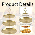 3 Pcs 3 Tier Stainless Steel Cupcake Stand, Gold Tiered Dessert Stand for Wedding, Birthday Party, Baby Shower, alternate