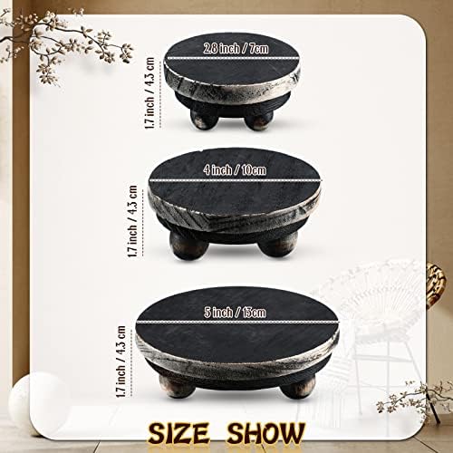 3 Pcs 5/4/3 Inch Mini Wooden Risers for Decor, Black in 5/4/3 Inch in Black, alternate view 3