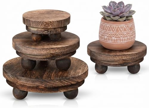 3 Pcs 5/4/3 Inch Mini Wooden Risers for Decor, Brown in 5/4/3 Inch in Brown
