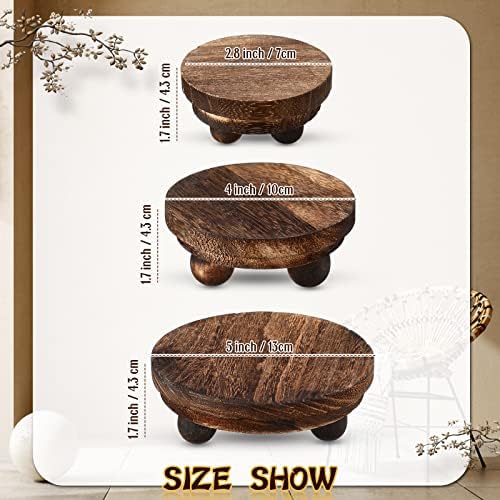 3 Pcs 5/4/3 Inch Mini Wooden Risers for Decor, Brown in 5/4/3 Inch in Brown, alternate view 3