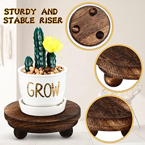3 Pcs 5/4/3 Inch Mini Wooden Risers for Decor, Brown in 5/4/3 Inch in Brown, alternate view 6