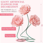 3 Pcs 5ft Large Rose Flowers Giant Artificial Light Pink Rose in Lightpink, alternate view 3