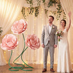 3 Pcs 5ft Large Rose Flowers Giant Artificial Light Pink Rose in Lightpink, alternate view 4