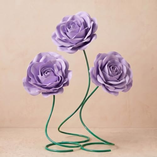 3 Pcs 5ft Large Rose Flowers Giant Artificial Purple Rose in Purple
