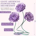 3 Pcs 5ft Large Rose Flowers Giant Artificial Purple Rose in Purple, alternate view 2