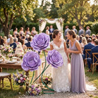 3 Pcs 5ft Large Rose Flowers Giant Artificial Purple Rose in Purple, alternate view 6