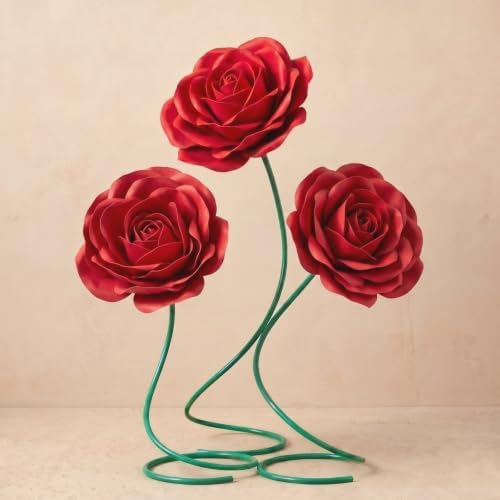 3 Pcs 5ft Large Rose Flowers Giant Artificial Red Rose in Red