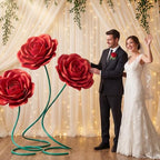 3 Pcs 5ft Large Rose Flowers Giant Artificial Red Rose in Red, alternate view 5