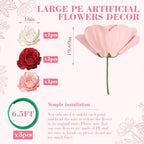 3 Pcs 5ft Large Rose Flowers Multicolor Giant Artificial Rose in Pink, red, white, alternate view 3