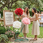 3 Pcs 5ft Large Rose Flowers Multicolor Giant Artificial Rose in Pink, red, white, alternate view 6