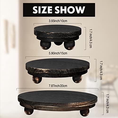 3 Pcs 8/6/4 Inch Mini Wooden Risers for Decor, Black in 5/4/3 Inch in Black, alternate view 2
