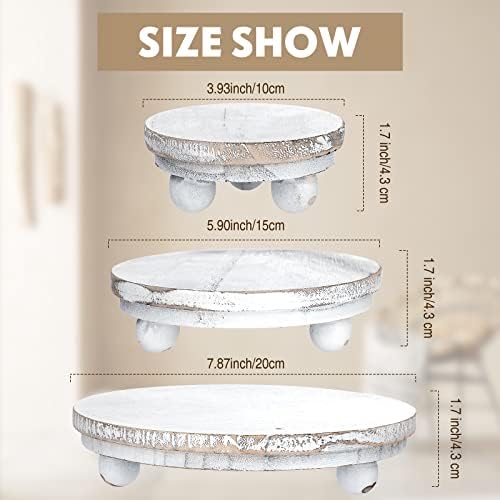 3 Pcs 8/6/4 Inch Mini Wooden Risers for Decor, Washed White in 5/4/3 Inch in Washed White, alternate view 2