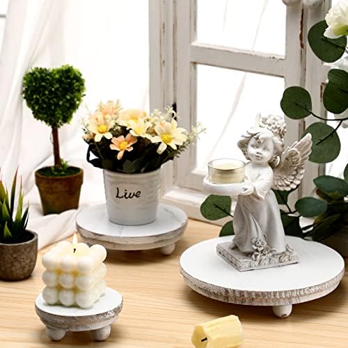 3 Pcs 8/6/4 Inch Mini Wooden Risers for Decor, Washed White in 5/4/3 Inch in Washed White, alternate view 3