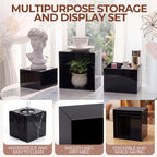 3 Pcs Acrylic Buffet Risers with Price Signs and Markers, Black in Black, alternate view 3