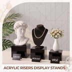 3 Pcs Acrylic Buffet Risers with Price Signs and Markers, Black in Black, alternate view 5
