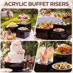 3 Pcs Acrylic Buffet Risers with Price Signs and Markers, Black in Black, alternate view 6