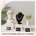 3 Pcs Acrylic Buffet Risers with Price Signs and Markers, White in White, alternate view 2
