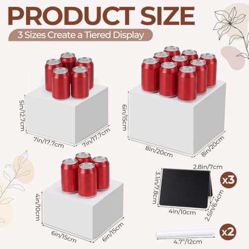 3 Pcs Acrylic Buffet Risers with Price Signs and Markers, White in White, alternate view 3
