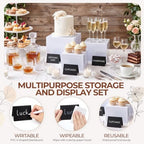 3 Pcs Acrylic Buffet Risers with Price Signs and Markers, White in White, alternate view 5
