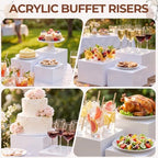 3 Pcs Acrylic Buffet Risers with Price Signs and Markers, White in White, alternate view 6