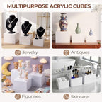 3 Pcs Acrylic Buffet Risers with Price Signs and Markers, White in White, alternate view 7