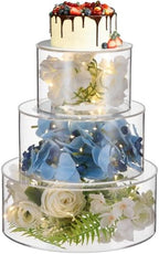 3 PCS Acrylic Cake Stand, 6/8/10 Inch Clear Cake Stand Fillable Cake Riser Round 3 Tier Case Box for Birthday
