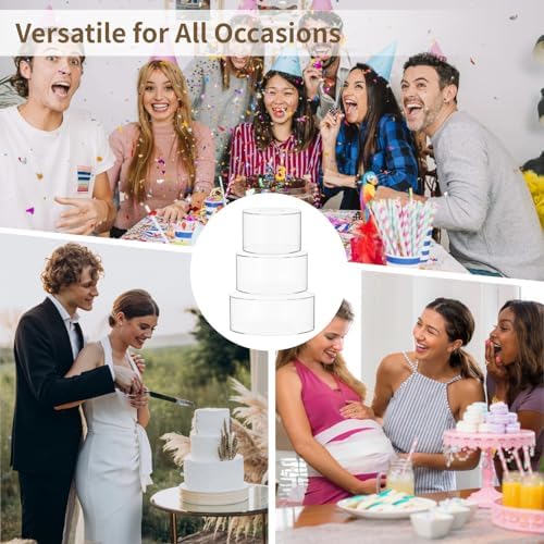 3 PCS Acrylic Cake Stand, 8/10/12 Inch Clear Cake Stand Fillable Cake Riser Round 3 Tier Case Box for Birthday, alternate