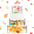3 Pcs Acrylic Cake Stand with LED Lights 10'', 12'', 14'' Clear Fillable Cake Riser Round 3 Tier Case Box for