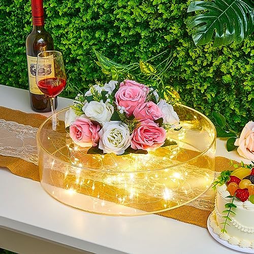 3 Pcs Acrylic Cake Stand with LED Lights 10'', 12'', 14'' Clear Fillable Cake Riser Round 3 Tier Case Box for, alternate view