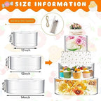 3 Pcs Acrylic Cake Stand with LED Lights 10'', 12'', 14'' Clear Fillable Cake Riser Round 3 Tier Case Box for, alternate view
