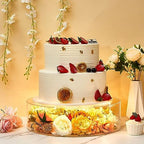 3 Pcs Acrylic Cake Stand with LED Lights 10'', 12'', 14'' Clear Fillable Cake Riser Round 3 Tier Case Box for, alternate view