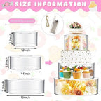 3 Pcs Acrylic Cake Stand with LED Lights 12‘’, 14‘’, 16‘’ Clear Fillable Cake Riser Round 3 Tier Case Box for, alternate view
