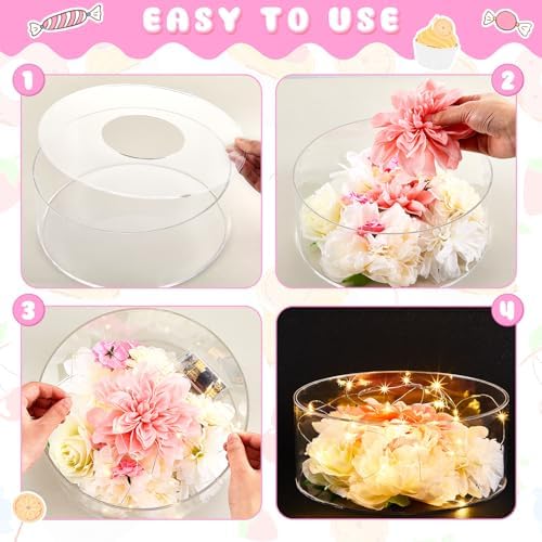 3 Pcs Acrylic Cake Stand with LED Lights 12‘’, 14‘’, 16‘’ Clear Fillable Cake Riser Round 3 Tier Case Box for, alternate view