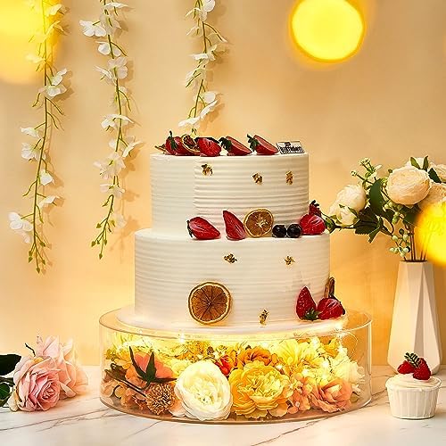 3 Pcs Acrylic Cake Stand with LED Lights 12‘’, 14‘’, 16‘’ Clear Fillable Cake Riser Round 3 Tier Case Box for, alternate view