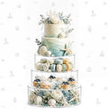3 Pcs Acrylic Cake Stand with LED Lights 6'', 8'', 10'' Clear Fillable Cake Riser Round 3 Tier Case Box for