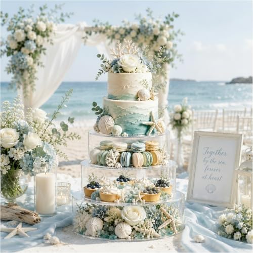 3 Pcs Acrylic Cake Stand with LED Lights 6'', 8'', 10'' Clear Fillable Cake Riser Round 3 Tier Case Box for, alternate view 2