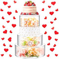 3 Pcs Acrylic Cake Stand with LED Lights 7‘’, 9‘’, 11‘’ Clear Fillable Cake Riser Round 3 Tier Case Box for