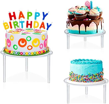 3 Pcs Acrylic Cake Stands, Reusable Round Cupcake Holder for Dessert Cake Pizza, Display Stand Party Serving