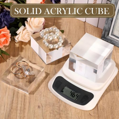 3 Pcs Acrylic Risers Stand Display Block Decor Riser 3 Size, Square in clear, alternate view 5