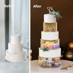 3 Pcs Acrylic Round Cake Stand with Lid, Clear Fillable Cake Tier in Transparent, alternate view 5
