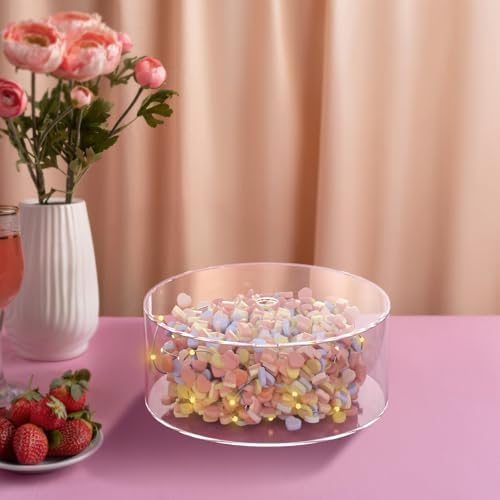 3 Pcs Acrylic Round Cake Stand with Lid, Clear Fillable Cake Tier in Transparent, alternate view 6